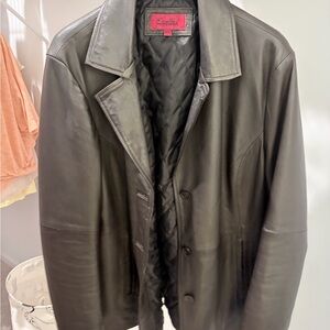 Women’s 1XL Brown Leather car coat